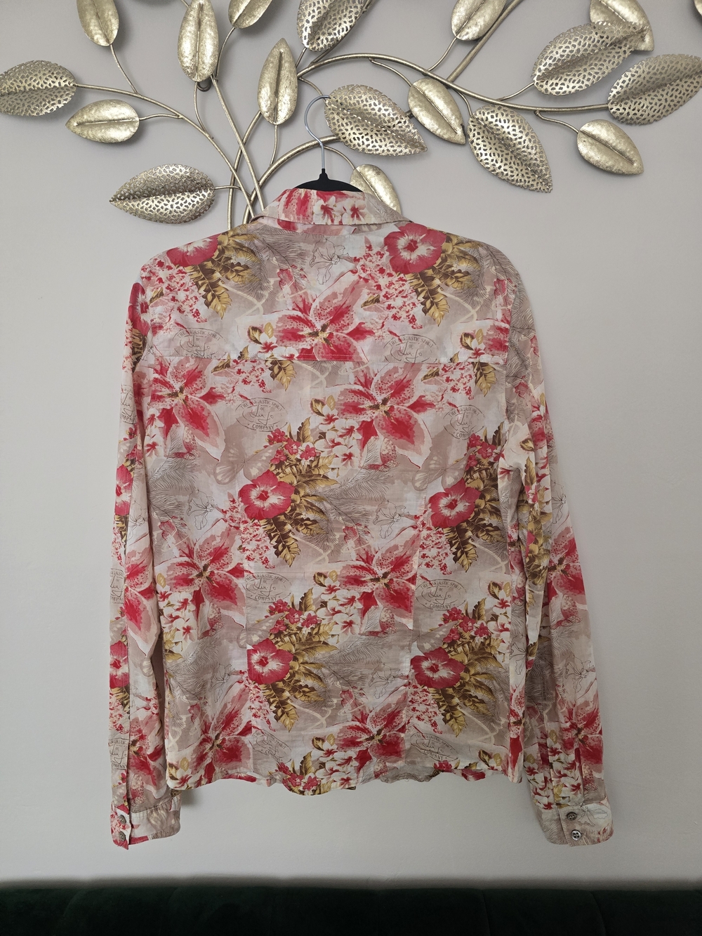Liu Jo Floral Button-Up Blouse in Pink, Cream, and Tan Size L Cotton Y2K - Picture 3 of 7